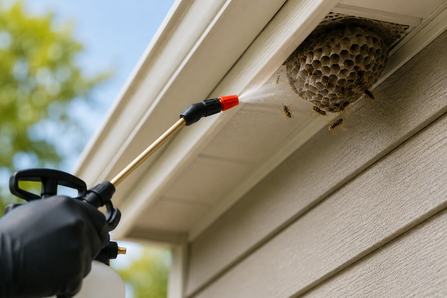 Pest control technician in protective equipment