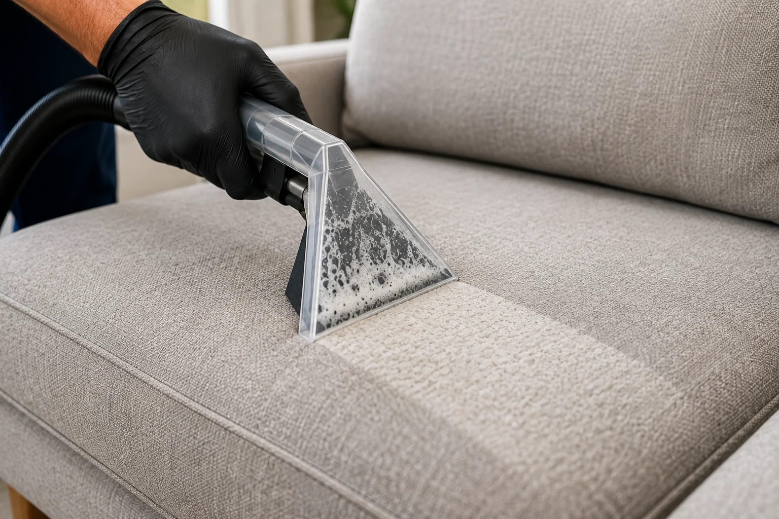 Professional hot water extraction upholstery cleaning